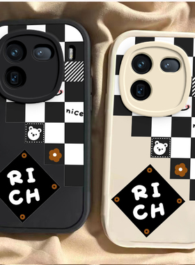 适用iqoo12手机壳vivoiqoo12pro新款女iQOO11S全包防摔ipoo10软硅胶icoo9/8外壳iq007保护套爱酷5黑白格子iq3