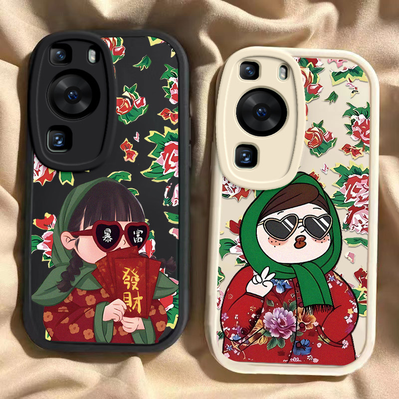 适用于华为P60手机壳东北花袄P60Pro可爱新款保护套p60art硅胶网红ART卡通防摔全包p6opr0超薄女款闺蜜软壳潮