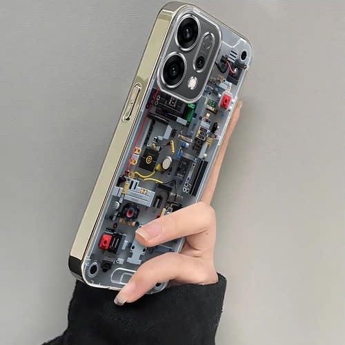 适用oppoReno14手机壳Pro新款reno13/12/11镜头全包reon7/6/5防摔9/8por+硅胶套rone4se电路版外壳2Z