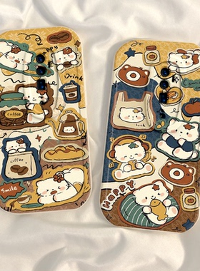 适用oppoReno7手机壳Reno7pro女新款opporone7SE全包防摔reon75G系列硅胶外壳opp0pp0ppor保护套5G男咖啡猫咪