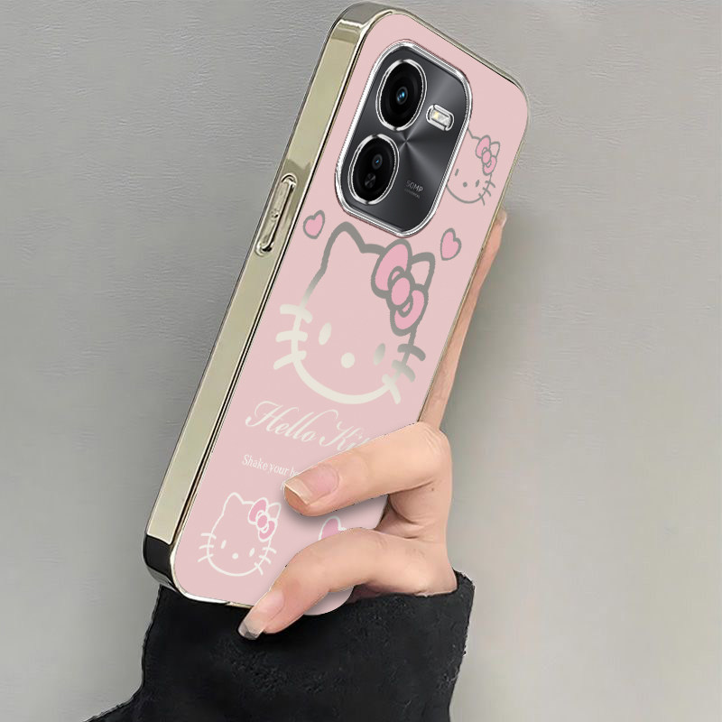 适用vivoy37pro手机壳新款y200Y100i粉色kt猫y53s硅胶vovoy52s全包y31s标准版防摔y33s电镀y32ty30g潮y11高级