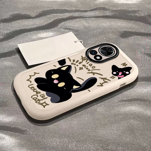 适用华为nova12pro手机壳11SE新款Nova10por泡芙壳Hinove9硅胶novo87防摔n0va6惊吓黑猫nava5ipr0可爱4全包3i