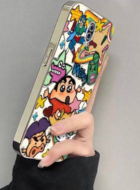 适用oppor17手机壳新款opopr15梦境标准版涂鸦小新R11全包防摔opr11s软硅胶套r11plus电镀r17pro高r15x女