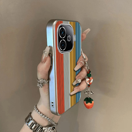 适用iQOOZ9手机壳z9x新款vivoiqooz8/z7竖彩色条纹qooz6x全包防摔硅胶套ipooz5x/z3电镀icoou3xU5高级感