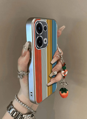 适用oppoReno13手机壳Pro新款reno12/11/10镜头全包reon7/6/5防摔9/8por+硅胶套rone4se竖彩色条纹外壳2Z