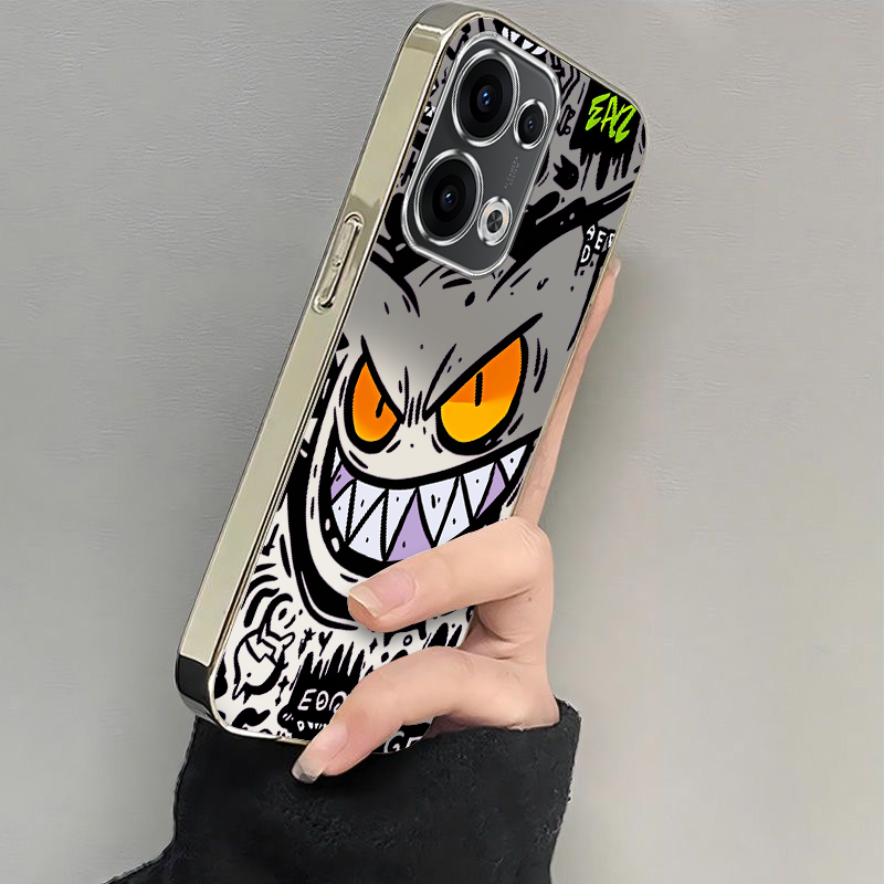 适用oppoReno13手机壳Pro新款reno12/11/10镜头全包reon7/6/5防摔9/8por+硅胶套rone4se呲牙耿鬼镂空外壳2Z