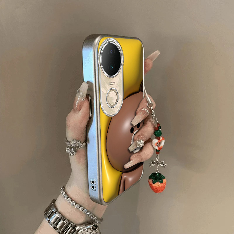 适用vivos20手机壳s19/s18/s17新款s16pro防摔vovos15e硅胶s12全包s10/s9e膨胀棕熊vivis7t电镀s6s5高级