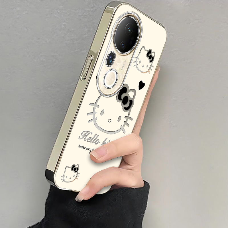 适用vivos20手机壳s19/s18/s17新款s16pro防摔vovos15e硅胶s12全包s10/s9e黑蝴蝶结kt猫vivis7t电镀s6s5高级