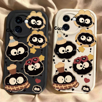 适用vivoy200手机壳新款y78/y77e可爱y76s硅胶vovoy66y73sy71t全包防摔y93s带帽煤球viviy85a女y70s软m+情侣