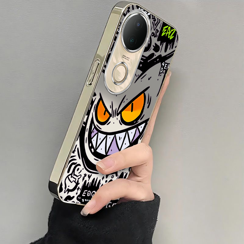 适用vivos20手机壳s19/s18/s17新款s16pro防摔vovos15e硅胶s12全包s10/s9e呲牙耿鬼镂空vivis7t电镀s6s5高级