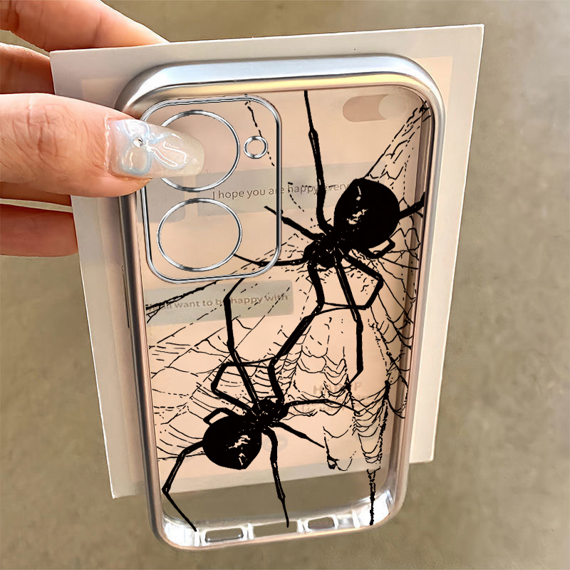 适用vivoy37pro手机壳新款y200Y100i黑色蜘蛛网y53s硅胶vovoy52s全包y31s标准版防摔y33s电镀y32ty30g潮y11高