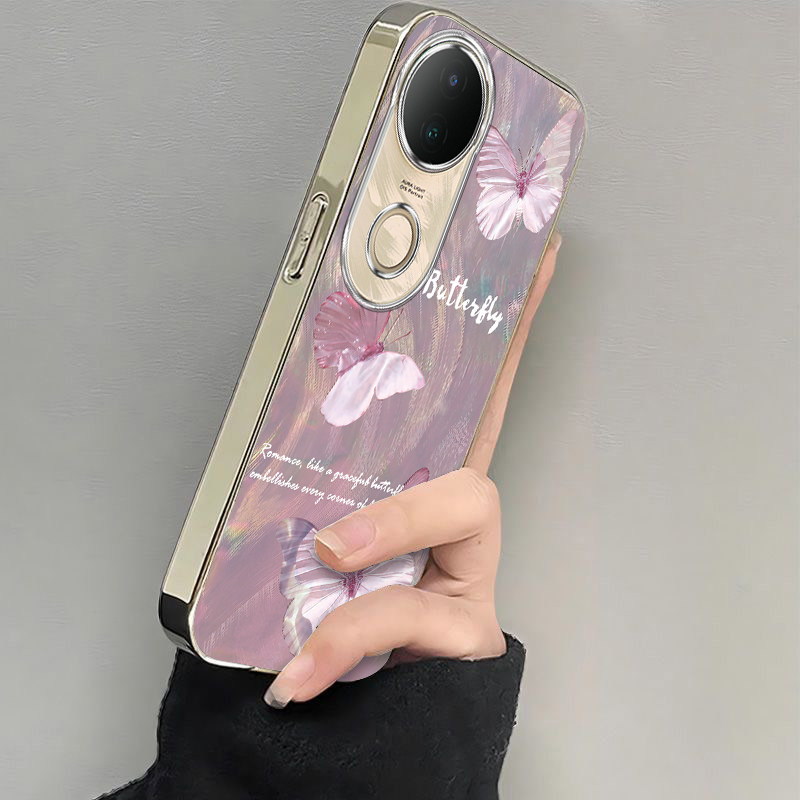 适用vivos20手机壳s19/s18/s17新款s16pro防摔vovos15e硅胶s12全包s10/s9e水波纹蝴蝶vivis7t电镀s6s5高级