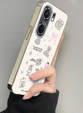 适用iqooneo10/9pro手机壳新款vivoiqooneo8小猫小熊ipooneo6se全包防摔iq00neo7/5软硅胶icooneo3电镀高级感
