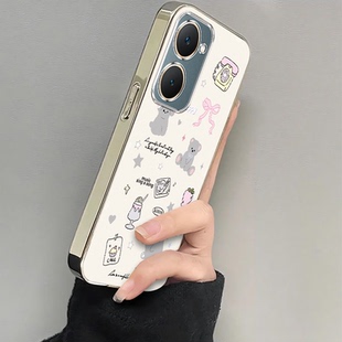 适用vivoy37pro手机壳新款y200Y100i小猫小熊y53s硅胶vovoy52s全包y31s标准版防摔y33s电镀y32ty30g潮y11高级