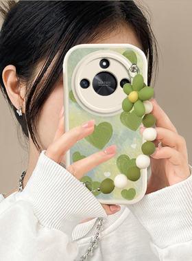 适用荣耀X60手机壳华为HONORX60Pro保护套X6O新款叉六零专用外壳硅胶全包防摔高级感曲屏曲面屏男女绿色链条