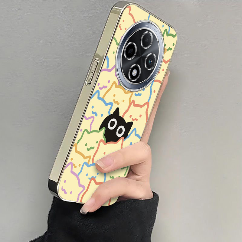 适用oppoa3pro手机壳a2/a1/a58新款a93s软opopa96一只黑猫A575G电镀a11x全包a32防摔a72高级感a35a91a