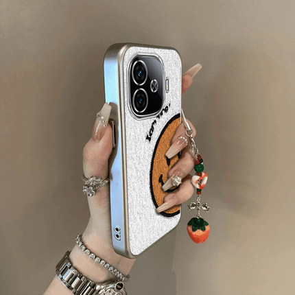 适用iQOOZ9手机壳z9x新款vivoiqooz8/z7半边笑脸qooz6x全包防摔硅胶套ipooz5x/z3电镀icoou3xU5高级感