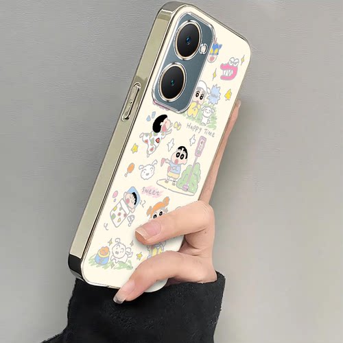 适用vivoy37pro手机壳新款y200Y100i快乐小新y53s硅胶vovoy52s全包y31s标准版防摔y33s电镀y32ty30g潮y11高级