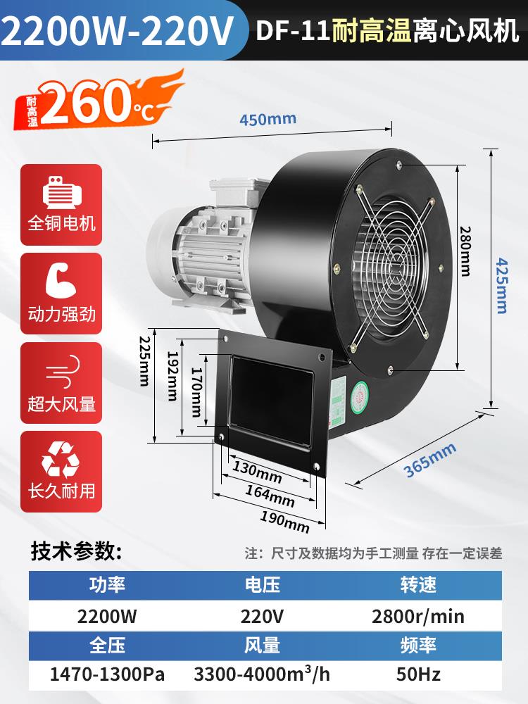 新款多翼式低噪声DF离心风机220v大功率强力吹风工业380v耐高包邮