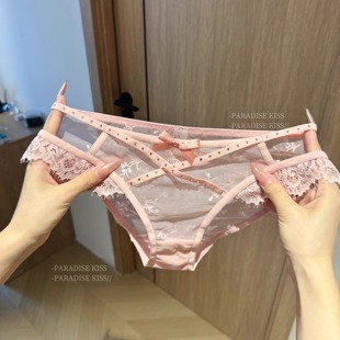 「KISS」中山新款水溶花边女士内裤蕾丝性感透气三角裤网钻石睫毛