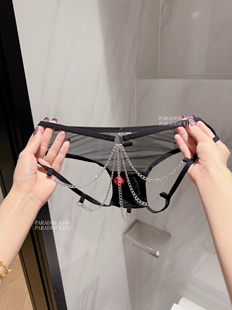 「KISS」带铃铛性感诱惑金属链条开档免脱三角裤 火辣内裤