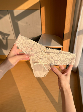 『HL』性感镂空系带蕾丝边纯欲风中低腰内裤甜美青年女士丁字裤