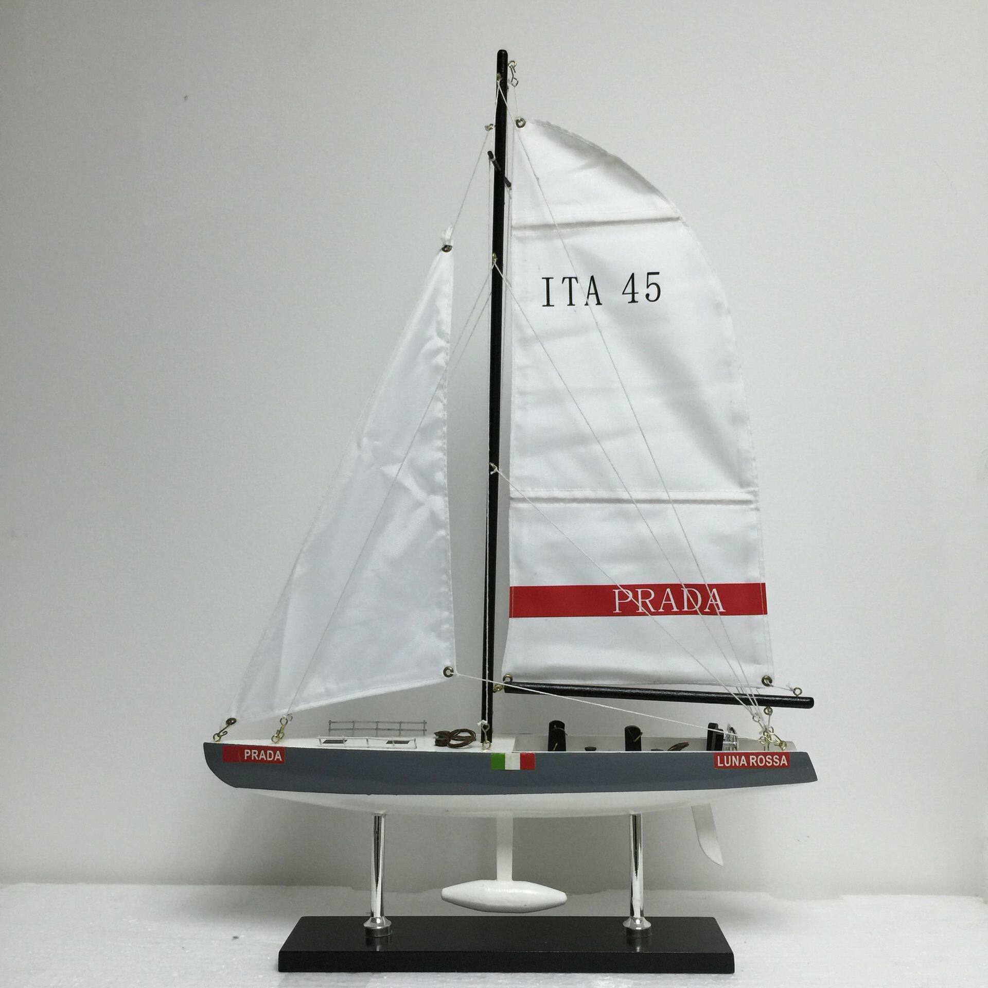 美式简约美洲杯帆船模型摆件一帆风顺现代客厅玄关酒柜样板装饰船