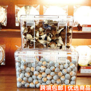 PC塑料透明日用加厚翻盖防潮花胶药材茶叶干货收纳密封储物箱子