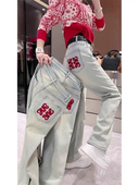 卷边直筒裤 梨形身春季 高腰2026拖地裤 胖mm窄版 设计感牛仔裤 女大码