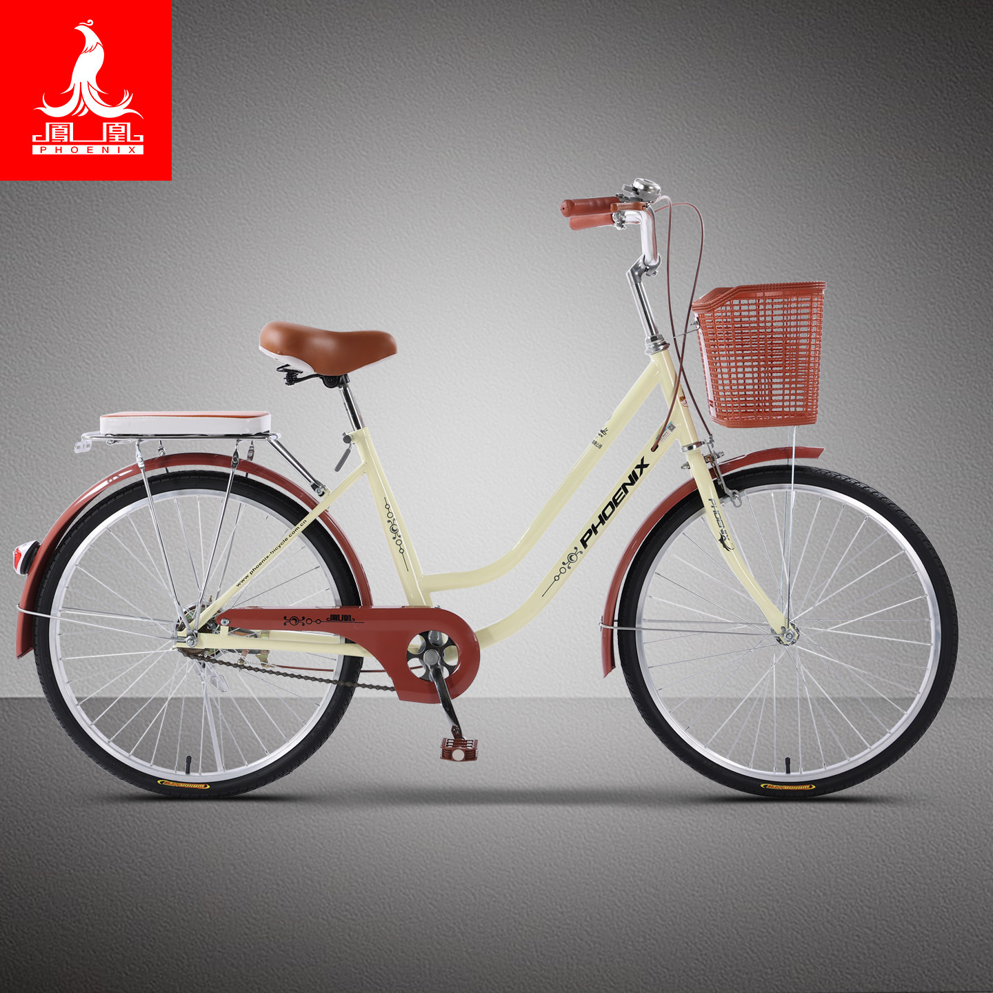 凤凰牌女式自行车成人学生24/26寸普通代步通勤上班复古淑女单车