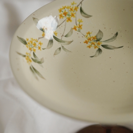 山水间桂花釉下彩手绘景德镇陶瓷饭碗家用深盘女男文艺复古餐具盘