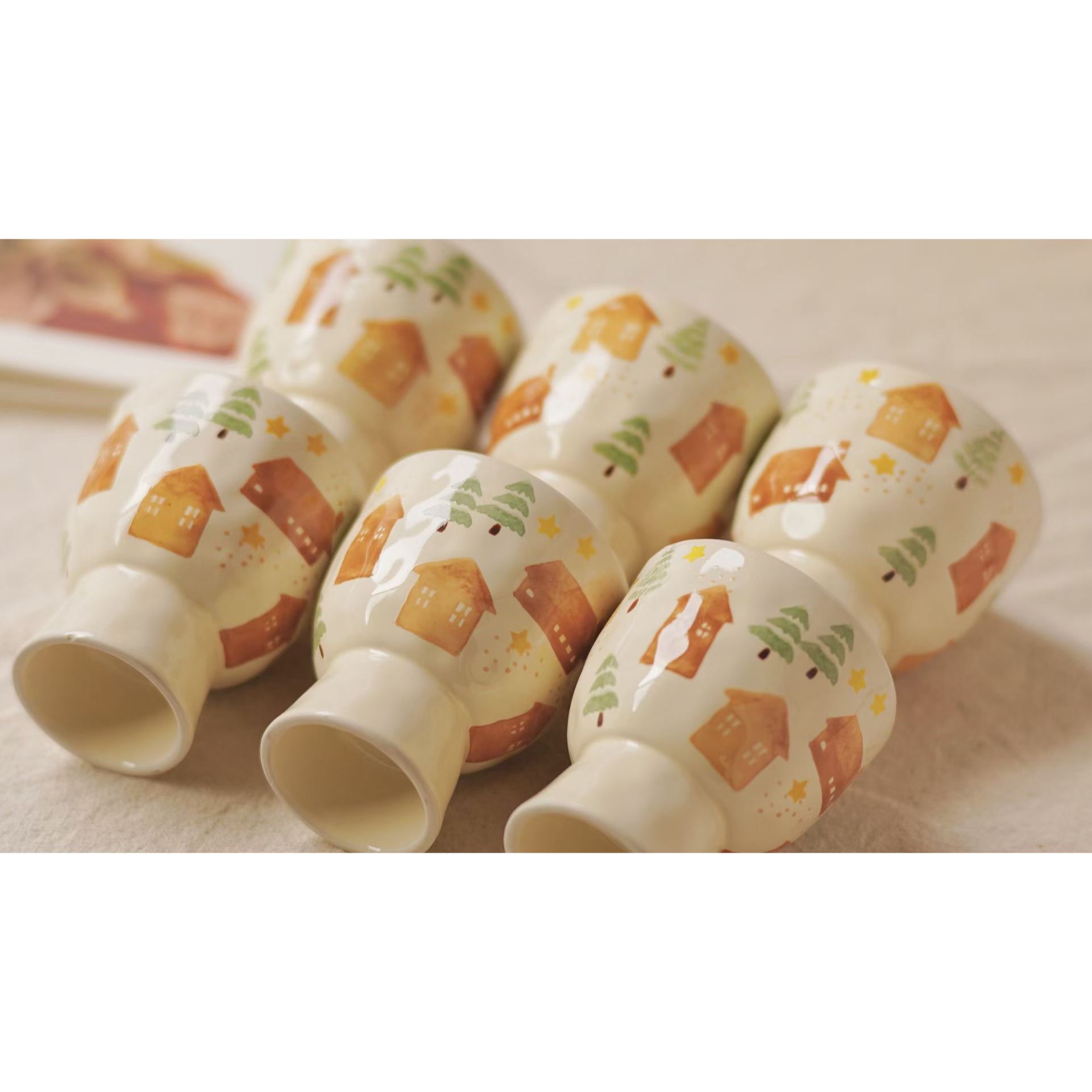 仪式感陶瓷杯子高颜值手绘高脚杯小众茶杯日式手握冷饮果汁咖啡杯