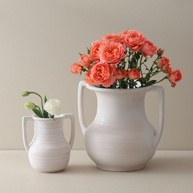 Lenox象牙色花瓶摆件浮雕绘彩描金客厅摆设礼品水培鲜花