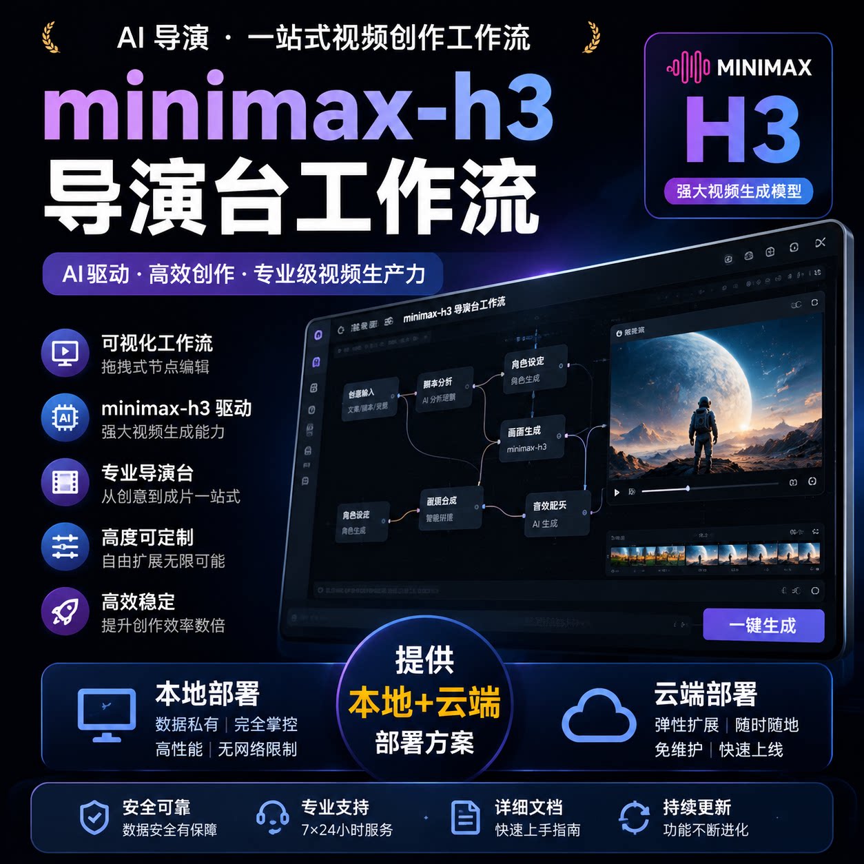 comfyui工作流 MiniMax H3导演台全系列图生视频首尾帧多图参考
