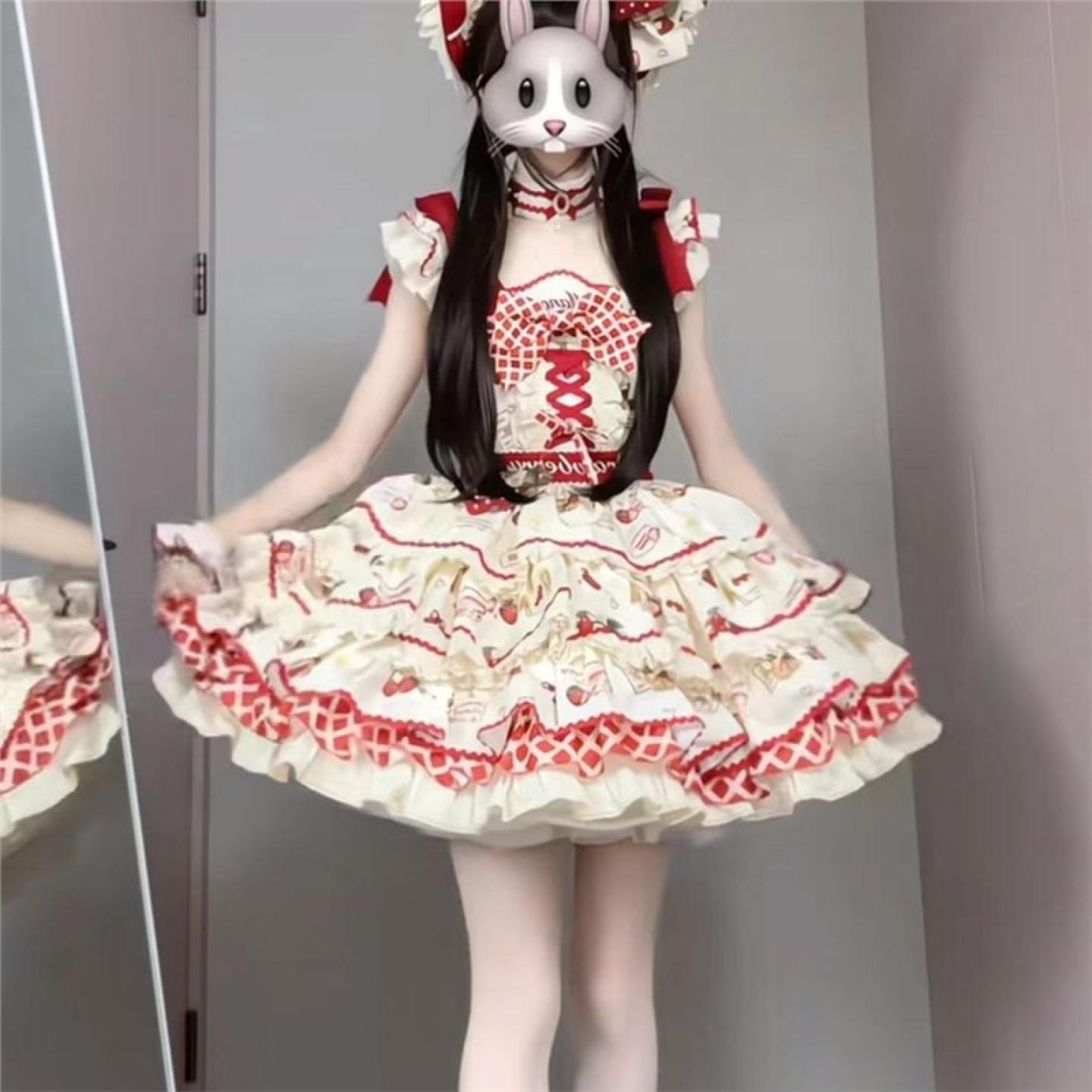 草莓园洛丽塔甜美蛋糕群公主裙