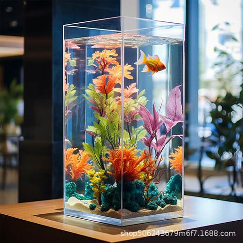 防摔方柱形金鱼缸透明亚克力家用小型客厅酒店斗鱼乌龟大型水族箱