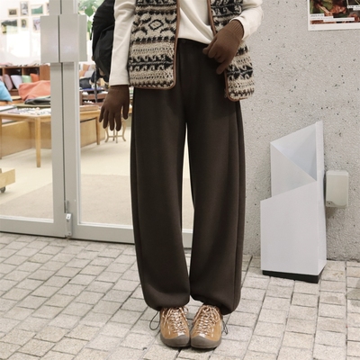 醋酸羊毛糯糯裤~裤脚两穿设计！慵懒chic感休闲裤 舒适自在束脚裤