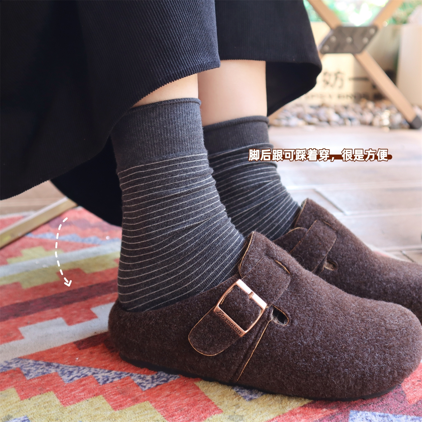 3cm内增高~慵懒范毛毡勃肯，冬季加绒保暖大头鞋~Q萌舒适毛毛鞋