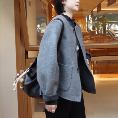 高端款~洋气双面穿设计，气质款舒适毛呢大衣 显瘦耐看休闲外套冬
