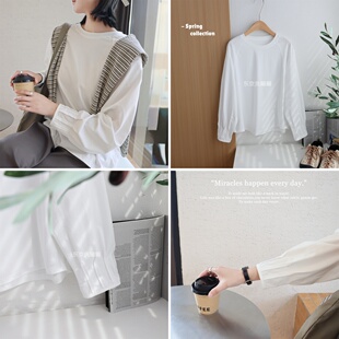 春日棉质品质长袖 简约 无限回购 褶皱袖 高级小白t 小众设计款