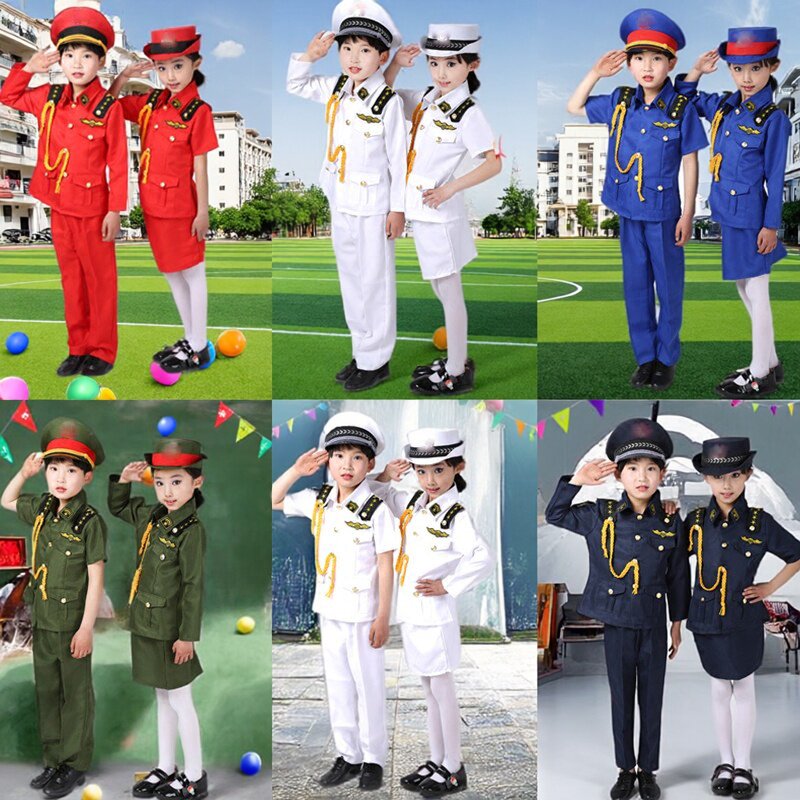 新款小学幼儿童海兵装升旗手服长短裙裤演出男女童打鼓队服运动会