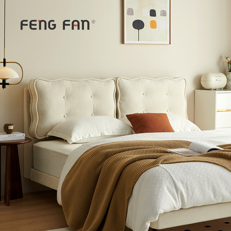 【丰范】2025年布艺波浪床头软包奶油风榻榻米靠枕自粘万能大靠垫,居家布艺,床头靠垫,淘宝优惠券,粉丝福利购,淘宝优惠卷