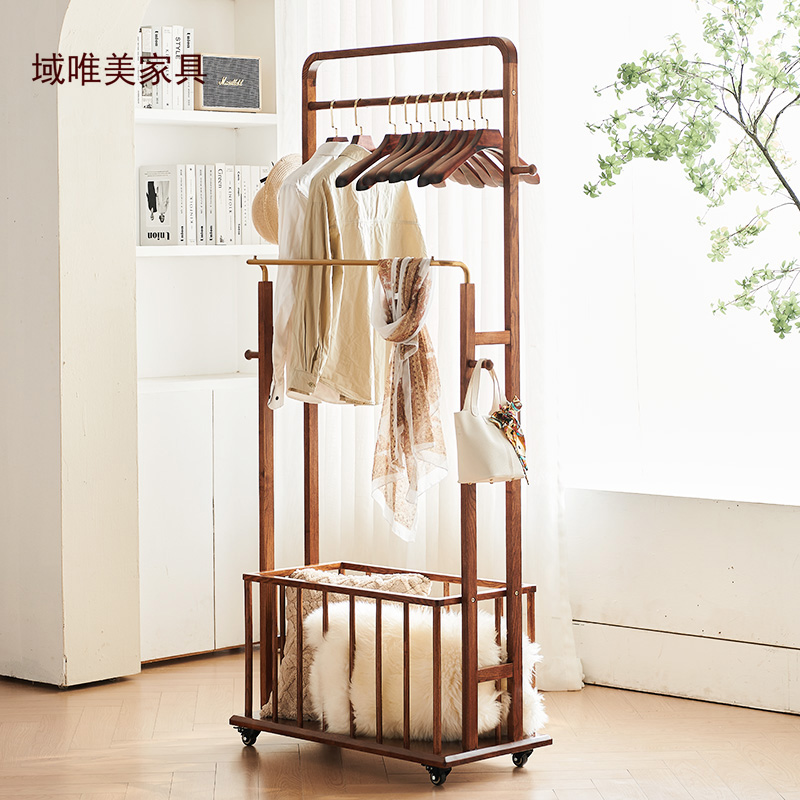 移动全实木顺德家具收纳架衣帽架