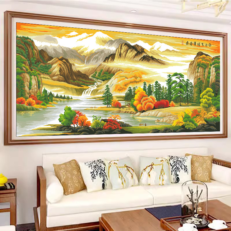 十字绣2025新款线绣大幅客厅满绣书房风景山水中式手工自己刺绣