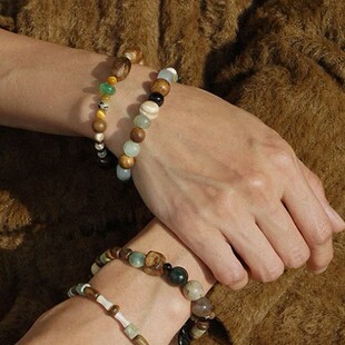 夏季新款香露珠手链中式色彩小众设计质感玛瑙天然串珠露珠手链女