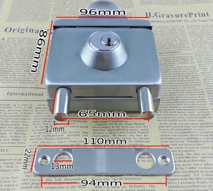 单门单面单开方形带把手外开单门玻璃门锁双杆外开玻璃夹方形门锁