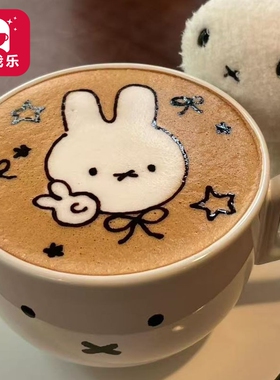 新款米菲兔咖啡拉花模具咖啡酸奶鸡尾酒撒粉卡通装饰模具烘焙模具