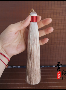 精致纯手工麻灰色中国结流苏穗