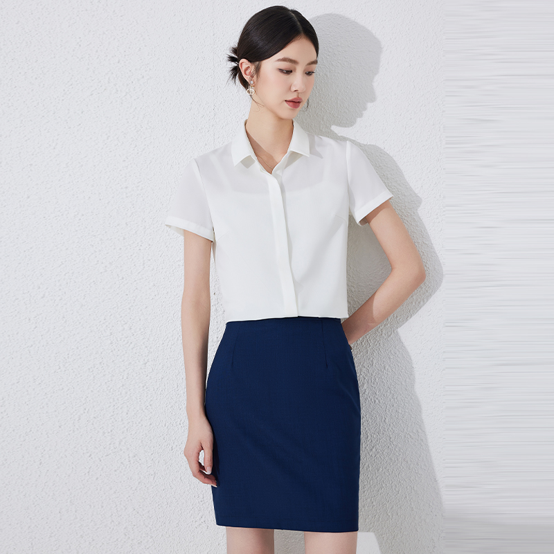 G2000官方旗舰店白色短袖雪纺衬衫女夏季2025新款高级职业套装气