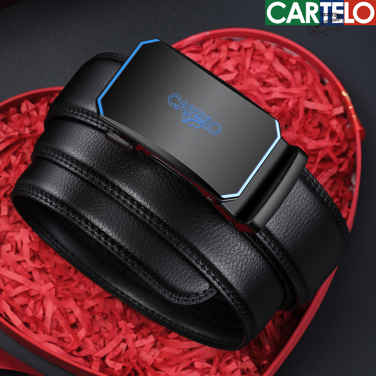 卡帝乐鳄鱼男士皮带真皮年轻人商务纯牛皮自动扣青年裤腰带潮流